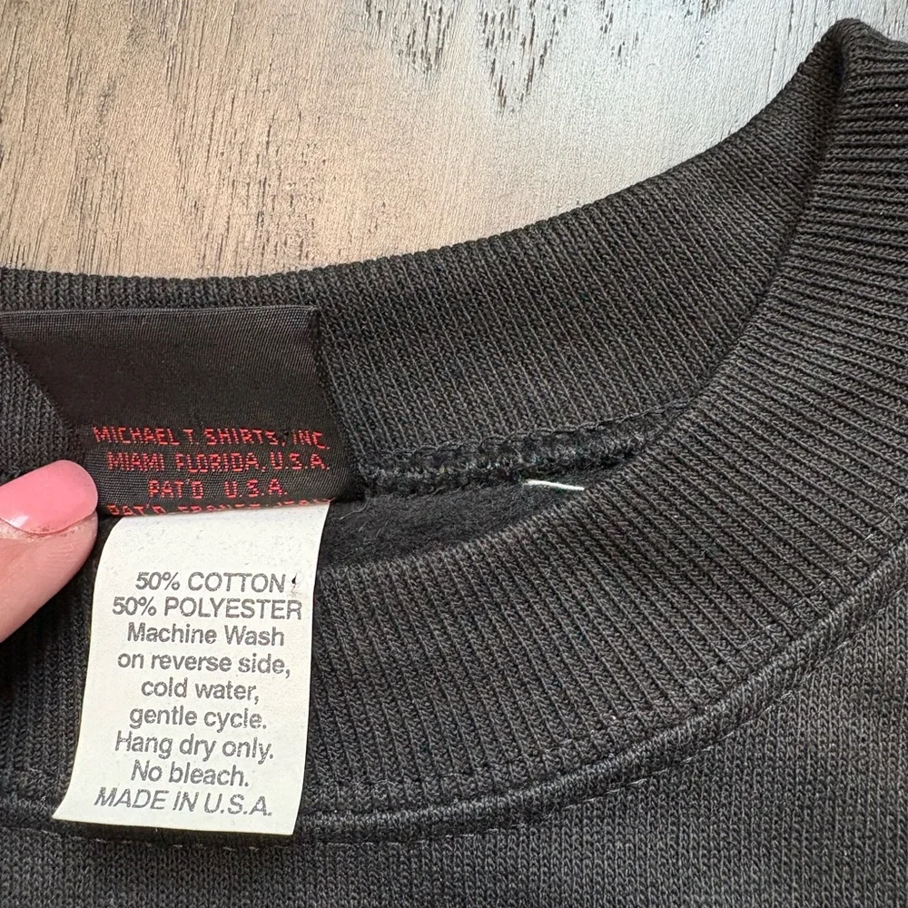 💕 Vintage💕 Diamond Dust Black Crew Neck Sweatshirt Sparkly Graphic Design - Picture 5 of 6